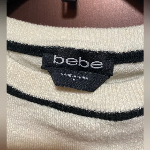 Bebe Women’s Pullover Sweater, Medium, White - Picture 3 of 3